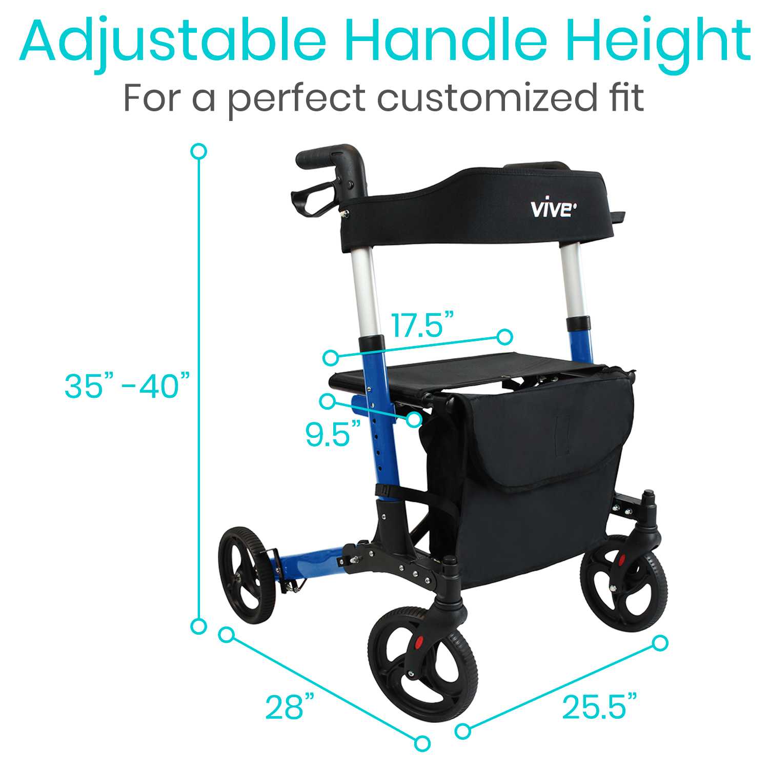 Vive Health Ultimate Foldable Rollator Bundle