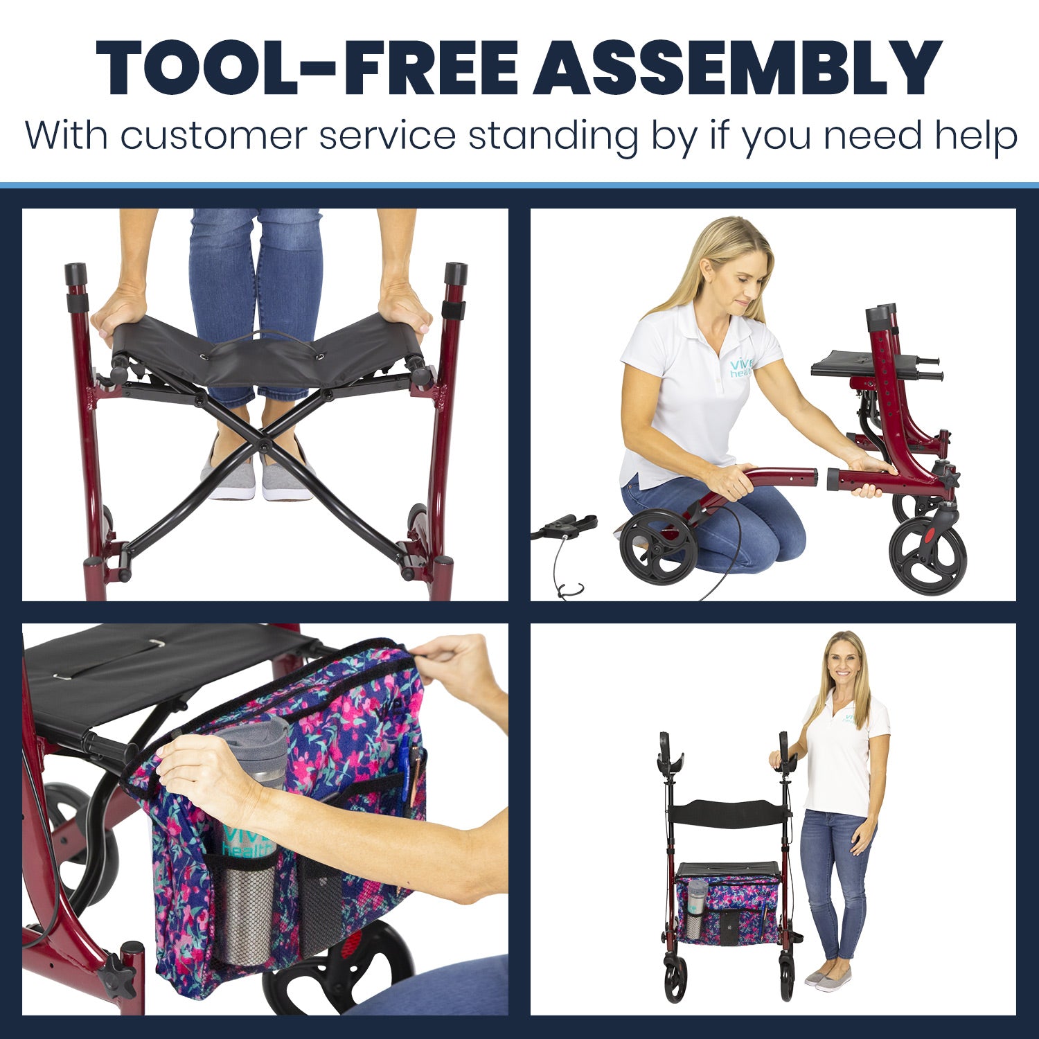 Vive Health Upright Walker Floral Bundle