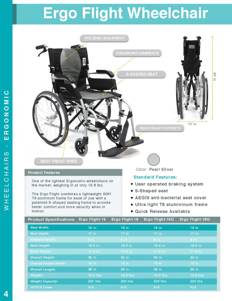 Karman Healthcare ERGO FLIGHT Ultralight Wheelchair