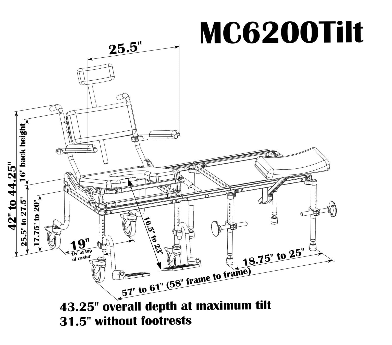 MultiCHAIR 6200Tilt Tub Transfer Bench With Tilt-In-Space
